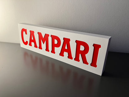 Insegna luminosa Campari Soda scritta