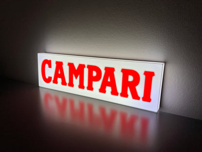 Insegna luminosa Campari Soda scritta