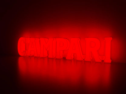 Illuminated Campari Soda written sign