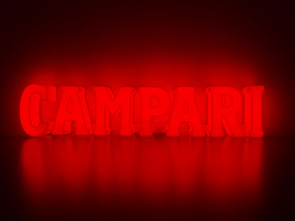 Illuminated Campari Soda written sign
