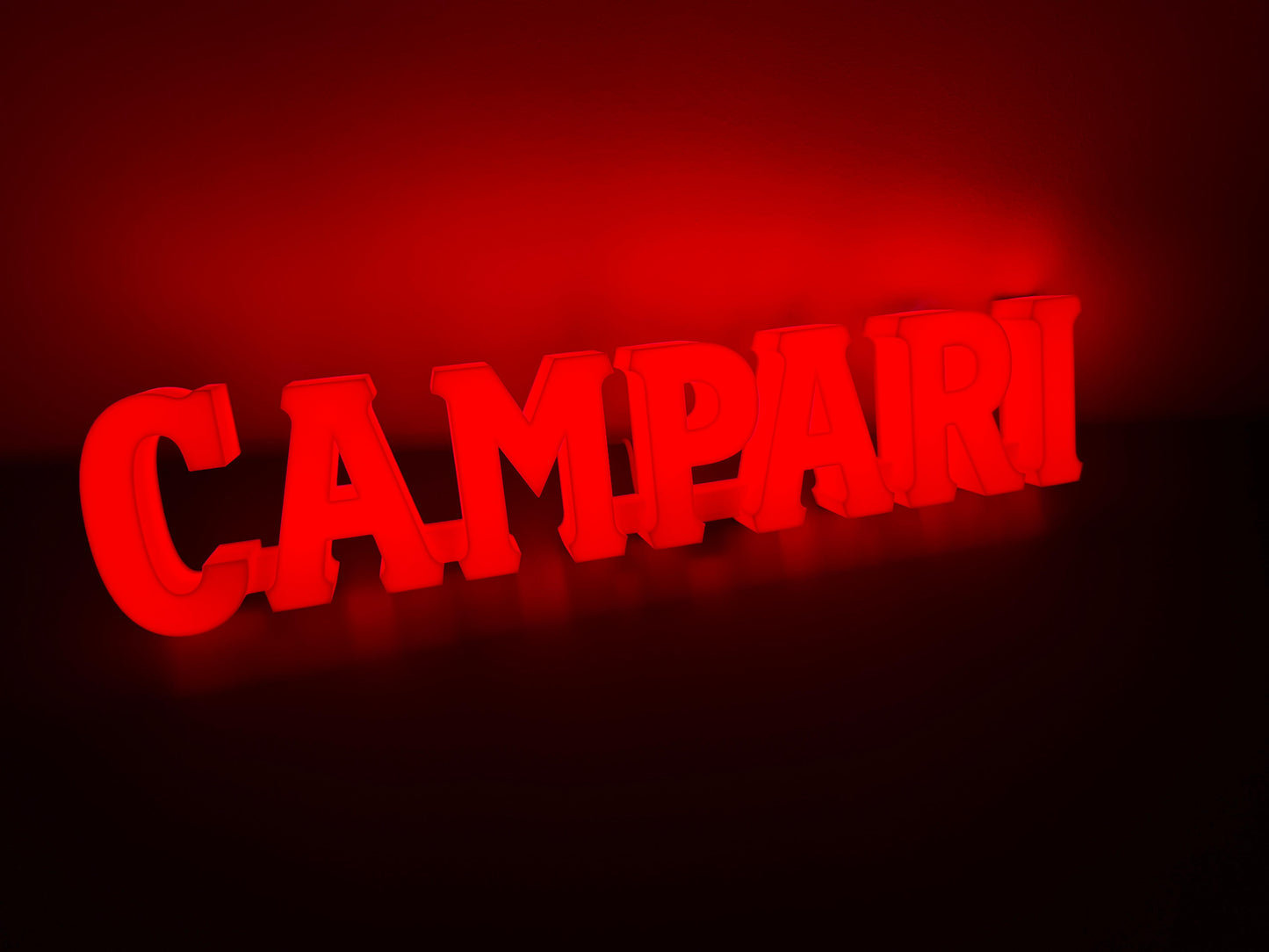 Illuminated Campari Soda written sign