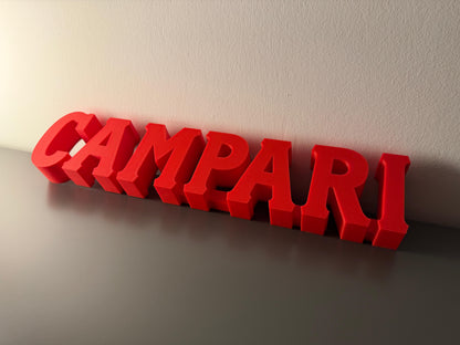 Illuminated Campari Soda written sign
